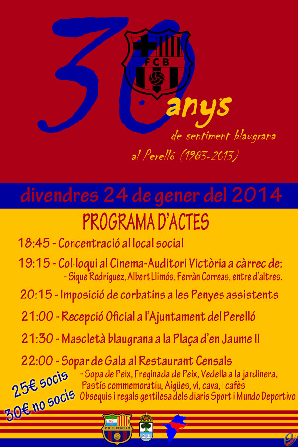 30è aniversari i 17ena Trobada 17 trobada penyes barcelonistes baix ebre montsia baix maestrat 30 aniversari penya barcelonista perello
